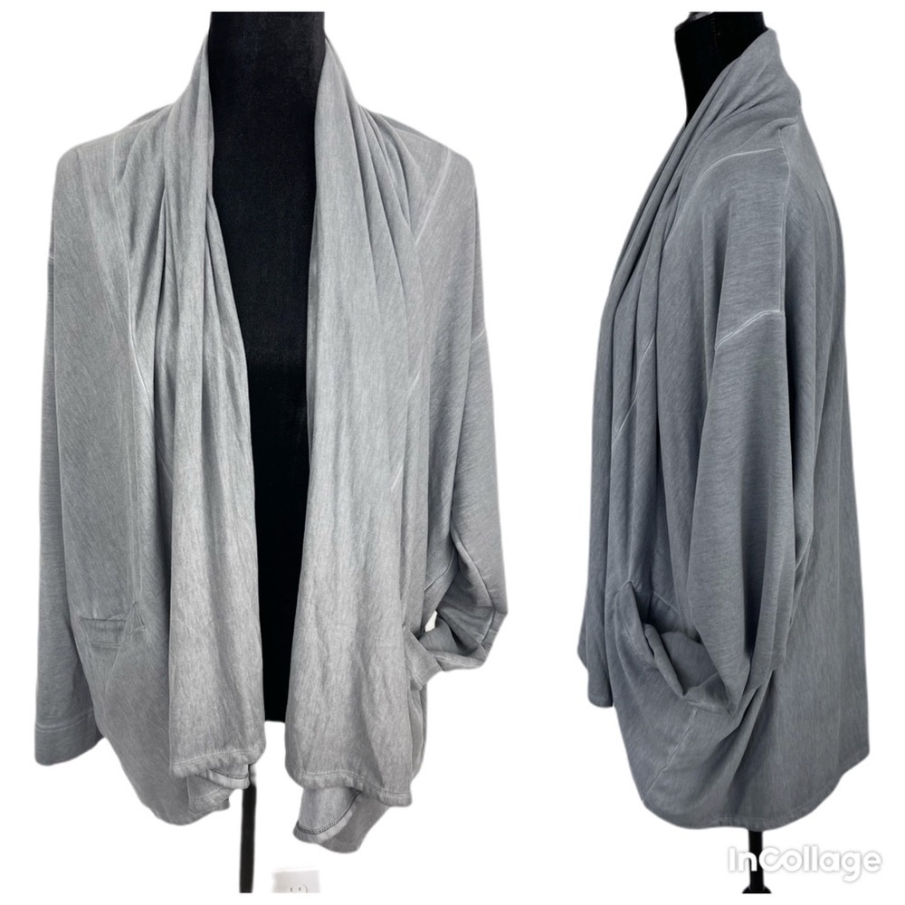 ✅ NWOT Crosby casual grey draped open front cardigan size M